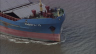 C/U Of Russian Freighter'S Bow To Pull-Out On It Approaching Swing Bridge