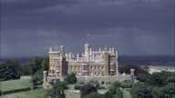 Belvoir Castle C/U With Rain In Distance And Zoom Out - Sweeping Shot