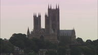 Lincoln Cathedral Against Pink Sky - Zoom Out