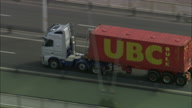 C/U Of Truck Crossing Humber Suspension Bridge