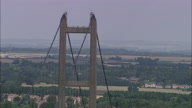 C/U Of Humber Suspension Bridge Towers Crossing Paths