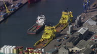 Aberdeen And Port With Oil Rig Stuff
