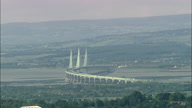 Very Long Shot Of M4 Bridge Across The Severn Estuary