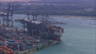 Container Port And Ship By Cranes