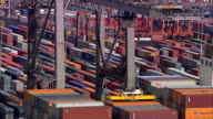 Container Port And Ship By Cranes