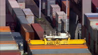 Container Port And Ship By Cranes