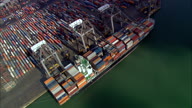 Container Port And Ship By Cranes