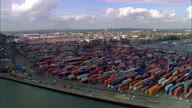 Container Port And Ship By Cranes