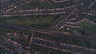 Directly Down On Commuter Train Through Suburbs Near Purley
