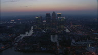 Dusk Down Thames To West By Canary Wharf