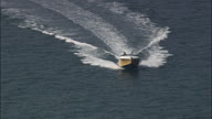 Fast Motorboat  White/Yellow  From The Front Off Adriatic Coast