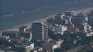 Low Over Seaside With Beach And Block Of Flats At Bellaria With Sea In The Background