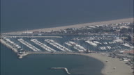 Close Of Marina With Boat At Rimini With Beaches In The Background