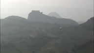 Long Lens Misty Shot Of San Leo And Surrounding Hills