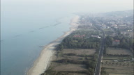 Coast Towards Roseto Degli Abruzzi  With Railway Line Close To Beach