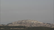 Big Wide Of Basilicata Hills With Forenza Hilltop Town In Far Background