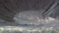 Flight With Slow Move Over The Crater