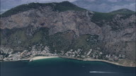 Beach Of Vergine Maria Near Palermo Wide With Motorboat At Sea