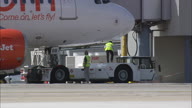 Close Of Airport Crew Near Easyjet Plane At Palermo Airport