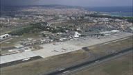 Fly Over Catania Airport With Terminal And Planes On Apron