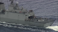 Italian Warship And Support Vessel In Straits Of Messina