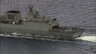 Italian Warship And Support Vessel In Straits Of Messina