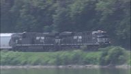 Freight Train Along The West Bank Of The Platte River
